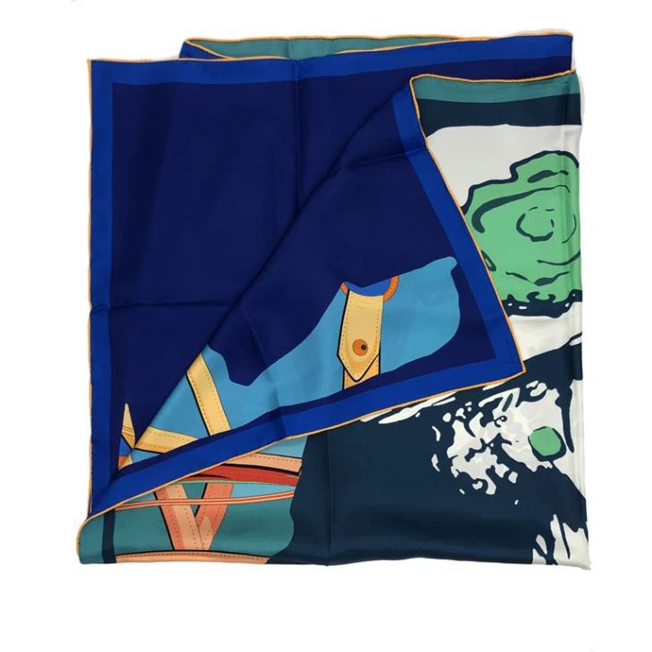 Custom Digital Printed Double Sided Logo Print Silk Scarf